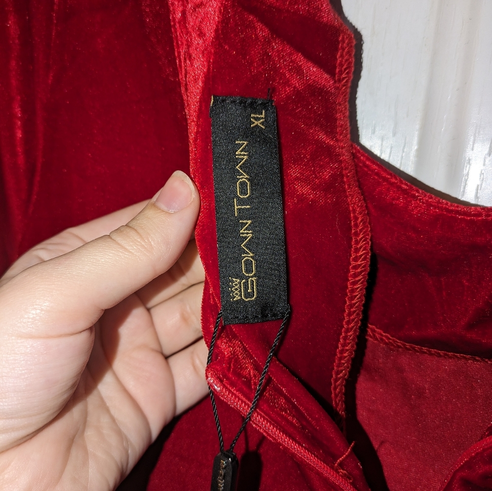 Twee style retro cherry velvet 50s dress - Picture 5 of 6